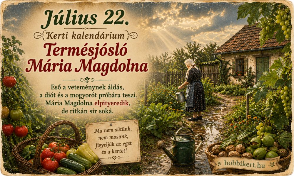 Július 22. Termésjósló Mária Magdolna, amikor az eső a veteményt segíti, de a diót próbára teszi