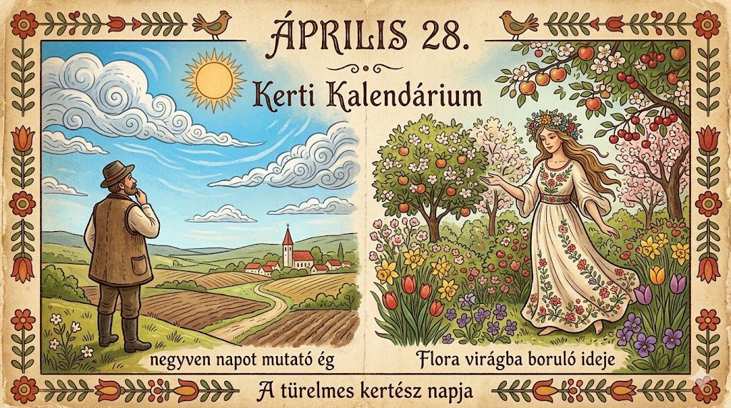 Április 28. Negyven napot mutató ég és Flora virágba boruló ideje