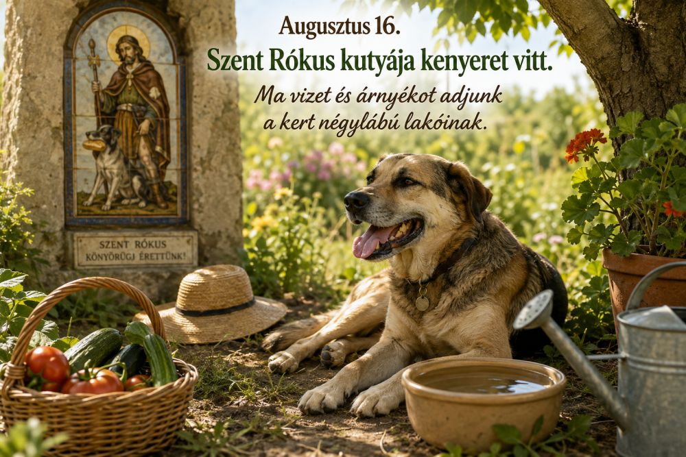 Augusztus 16. Szent Rókus kutyája kenyeret vitt – ma vizet és árnyékot adjunk a kert négylábú lakóinak