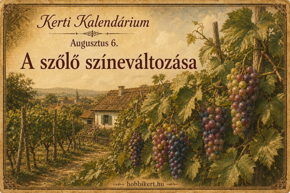 Augusztus 6. A szőlő színeváltozása: zsendül a fürt, de még ne szüretelj