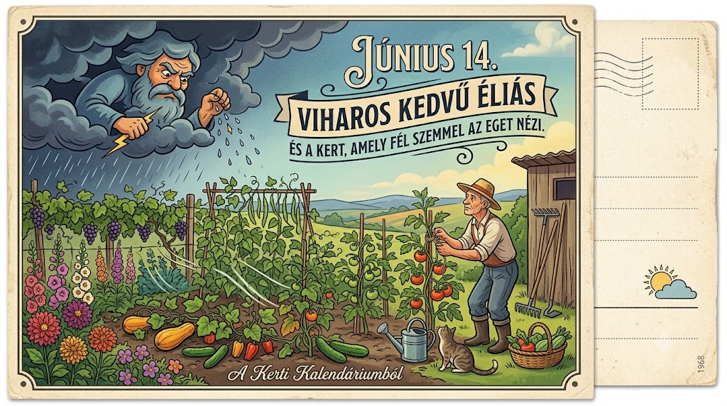 Június 14. Viharos kedvű Éliás és a kert, amely fél szemmel az eget nézi
