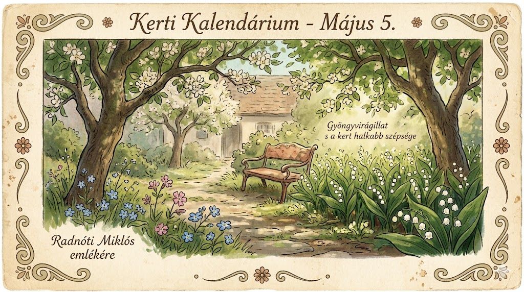 Május 5. Gyöngyvirágillat, Radnóti és a kert halkabb szépsége
