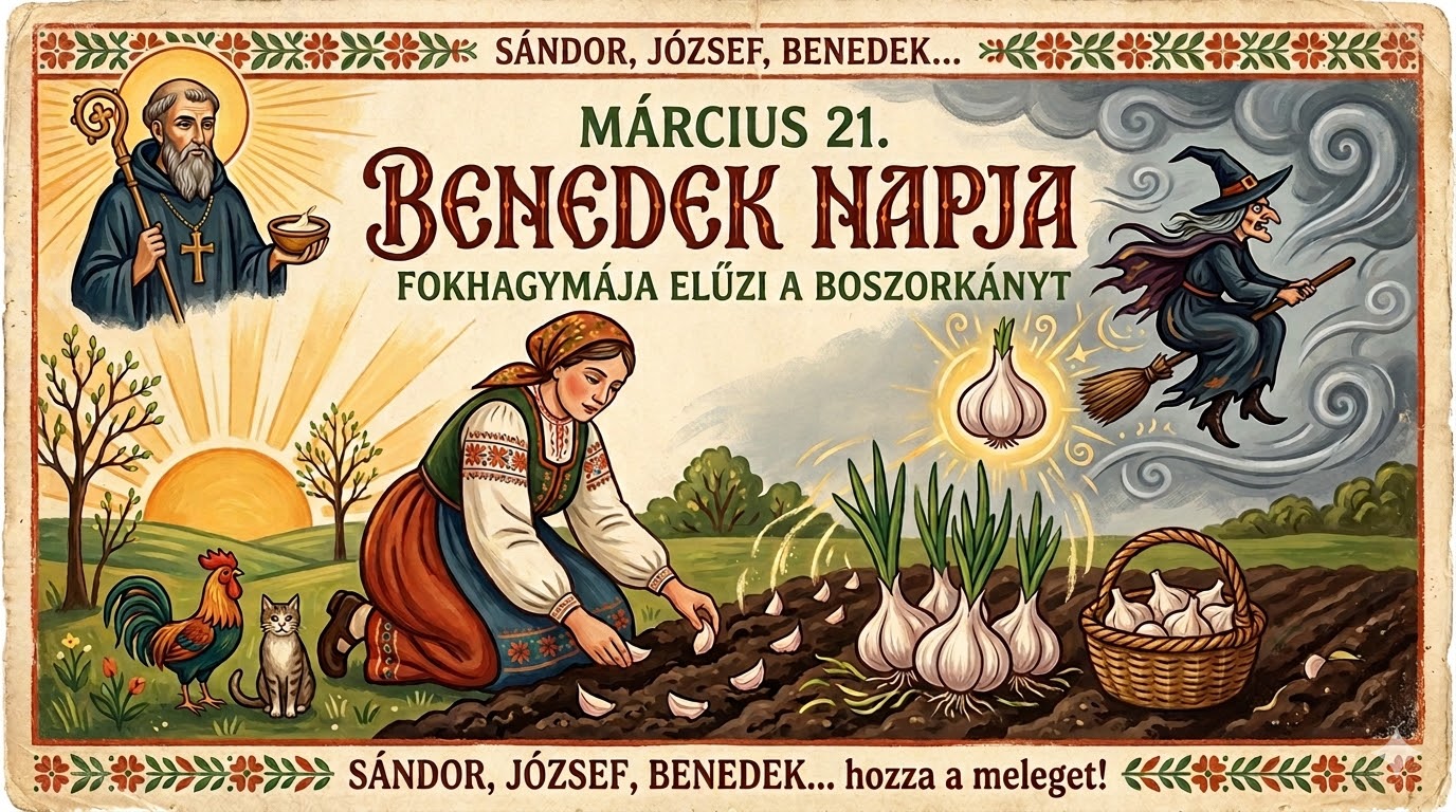 Március 21. Benedek fokhagymája elűzi a  boszorkányt