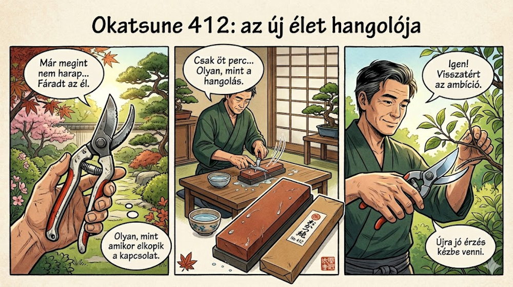 Okatsune 412 fenőkő: a kis kő, amitől a fáradó penge újra úgy viselkedik, mintha újra lenne benne ambíció