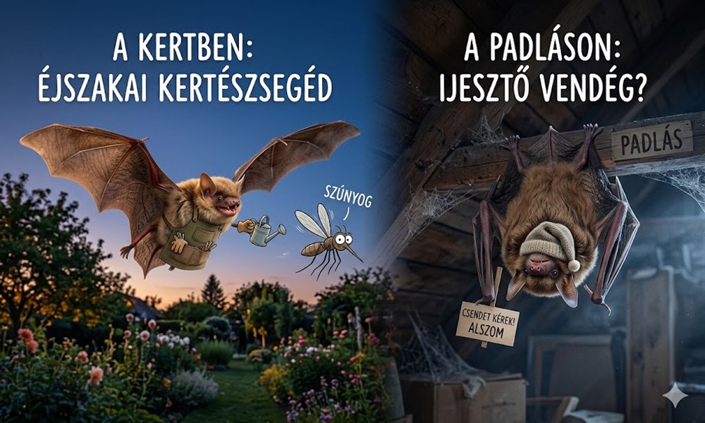 Denevér a kertben, denevér a padláson: ijesztő vendég vagy éjszakai kertészsegéd?