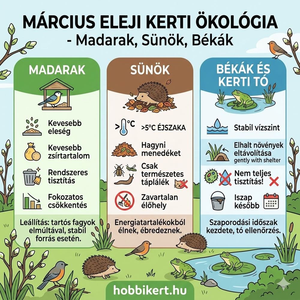 Madarak, sünök, békák – március eleji kerti ökológia