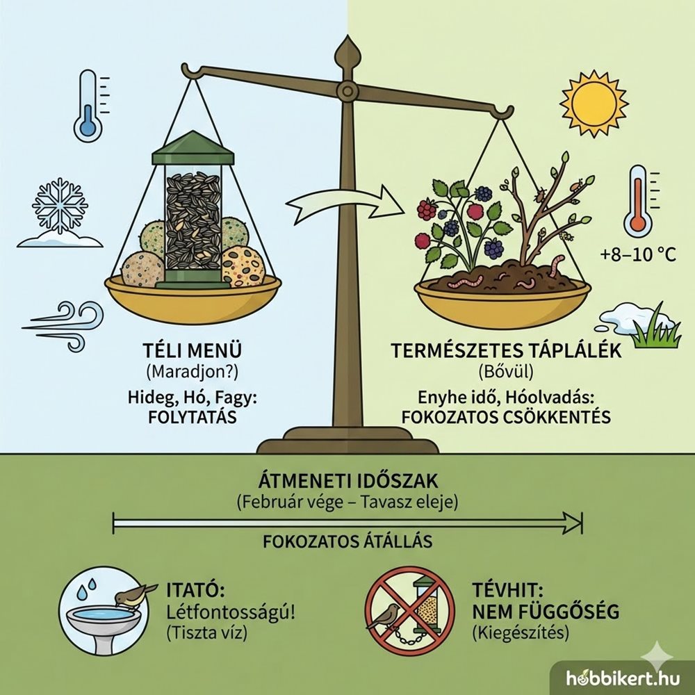 Madáritatók és etetők február végén