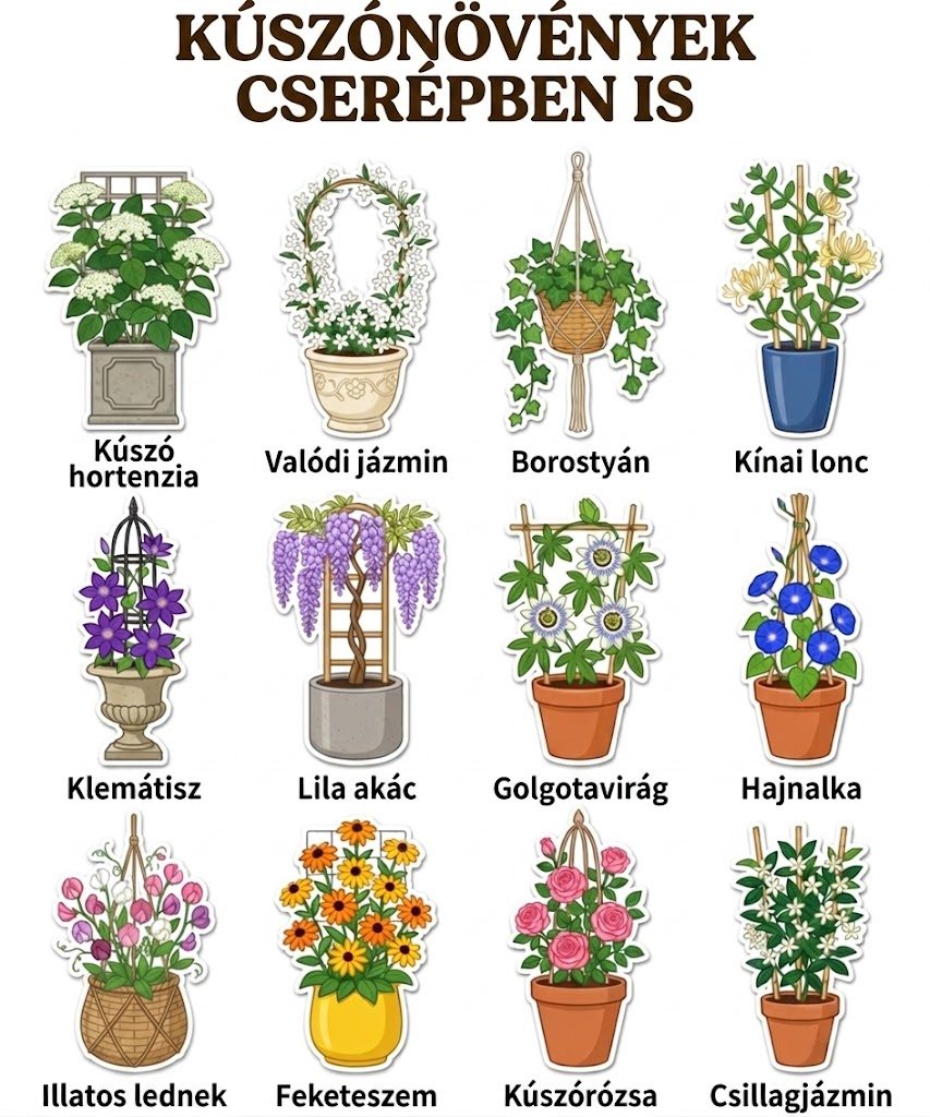 12 kúszónövény cserépben