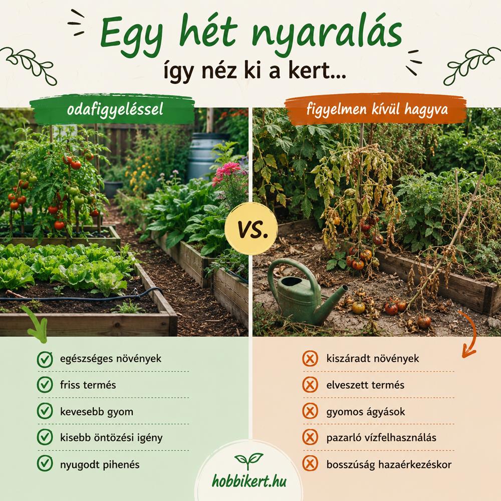 Kert felkészítése egy hetes nyaralásra