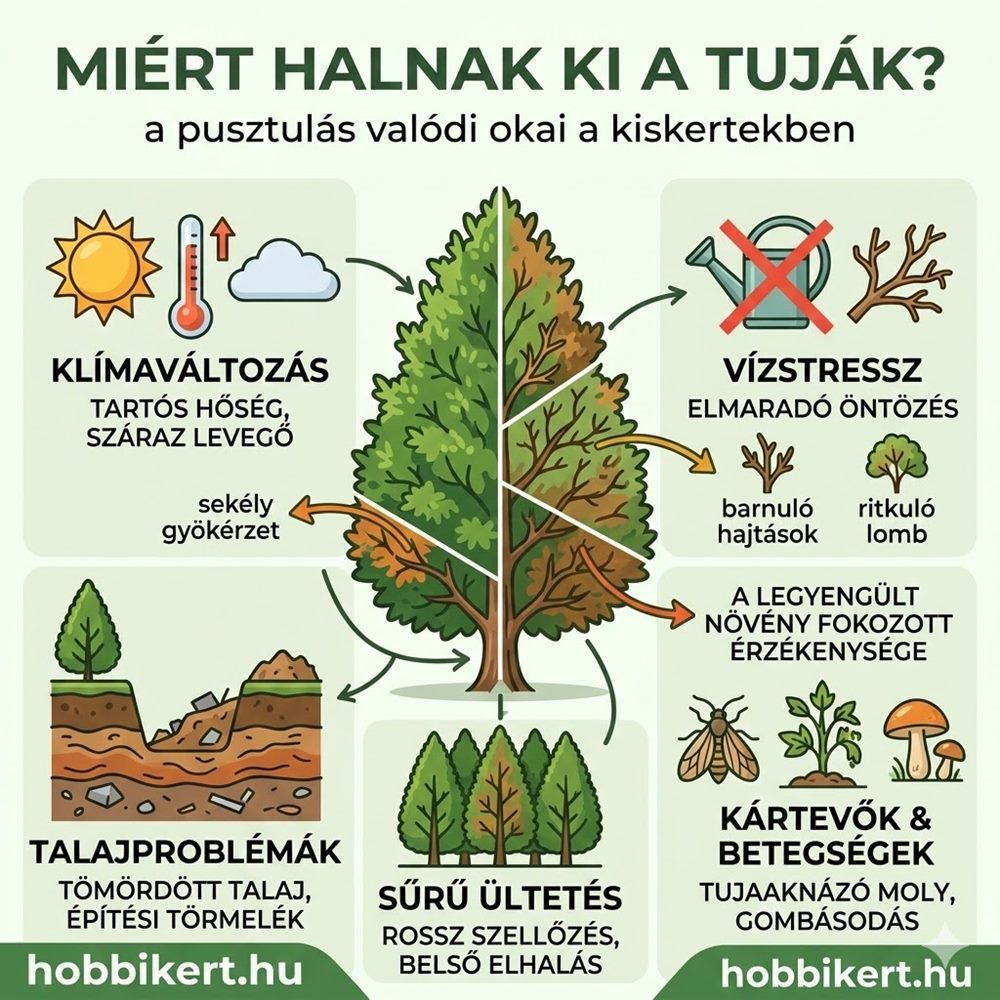 Miért halnak ki a tuják?