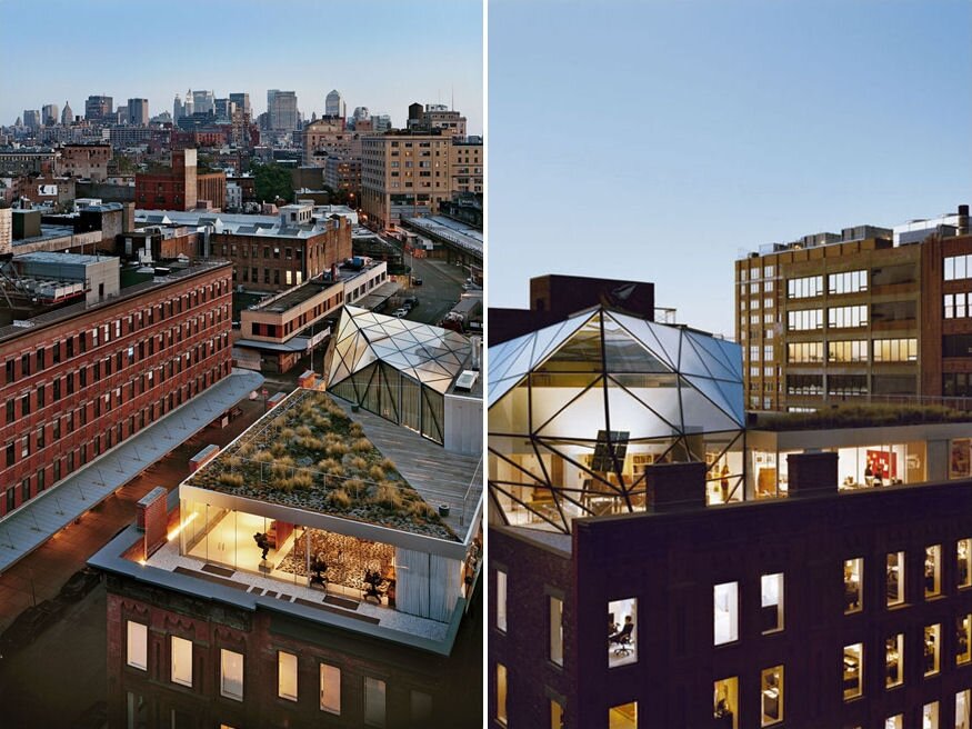 Izgalmas, rombusz alakú tetőtér kerttel New York történelmi negyedében