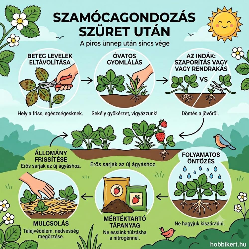 Szamócagondozás szüret után