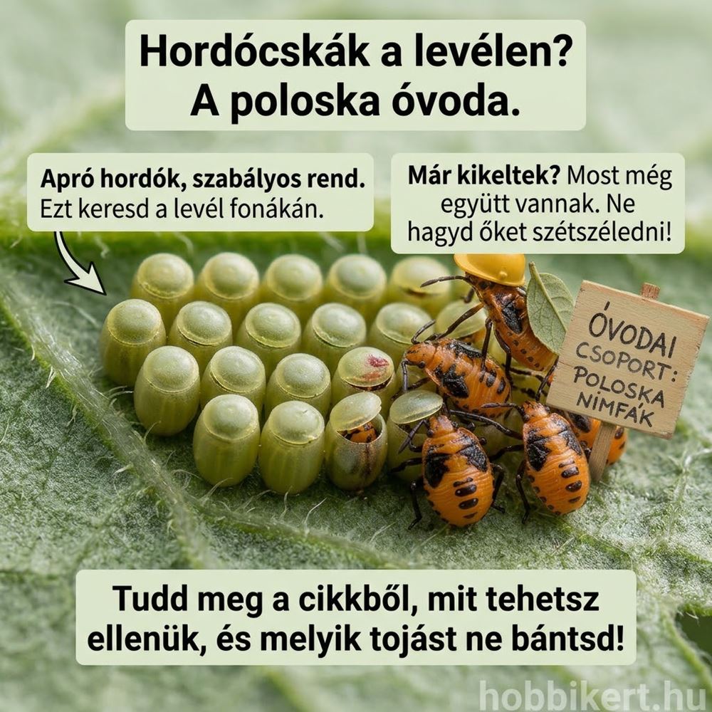 Apró zöld hordók a levélen