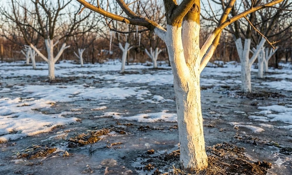 Fák törzsvédelme tél végén – amikor nem a fagy, hanem a nap támad