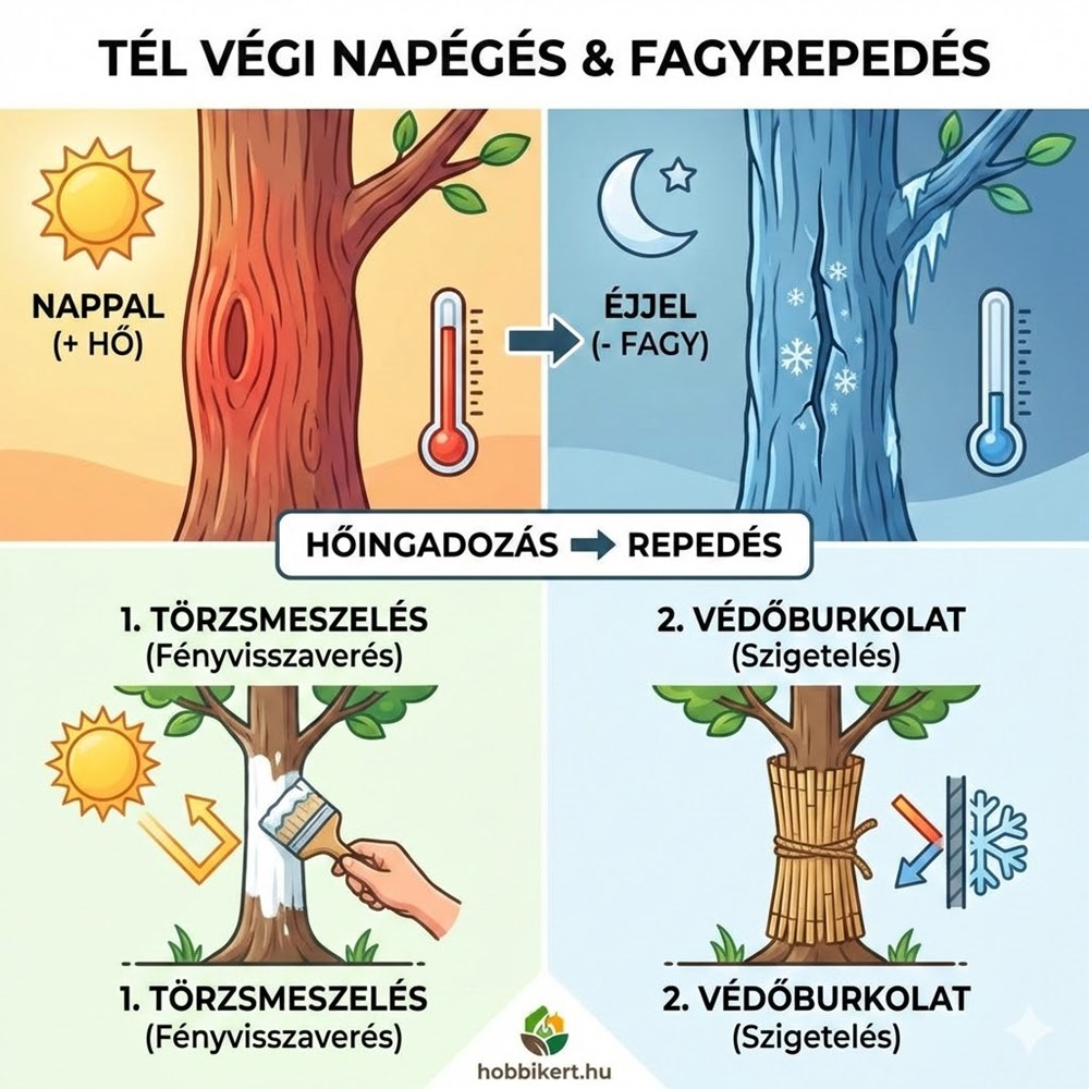 Fák törzsvédelme tél végén