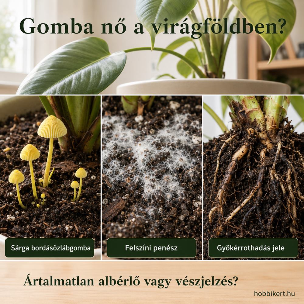Gomba nő a virágföldben