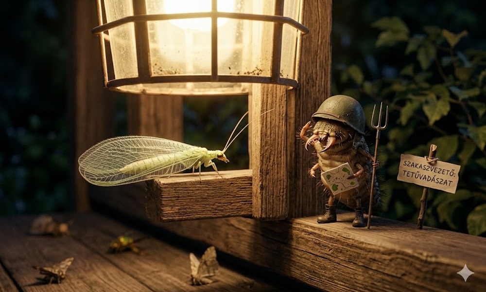 A tornácod lámpájánál ülő törékeny rovar a kert egyik legkegyetlenebb levéltetűvadászát küldi harcba