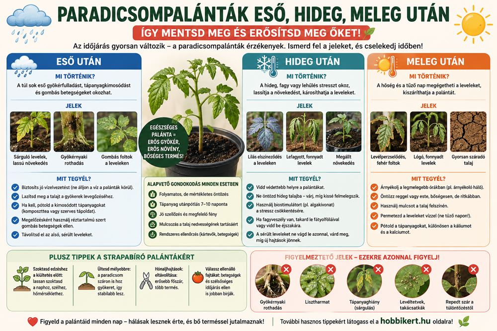 Paradicsompalánta eső, hideg után